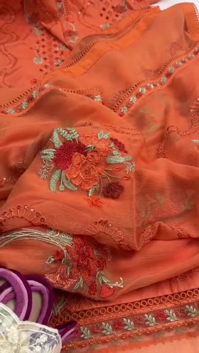 Rs 18500 Aneelas Stitched Luxury Emb Lawn 3pc With Emb Chiffon Duppata [LUX--26-89][Dispatch Time 2 Months]
