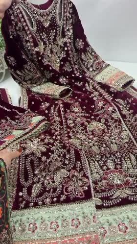 Aneelas Velvet Ada Work 3pc With Heavy Velvet Shawl [VT-26-08] [Dispatch Time 3 Months]