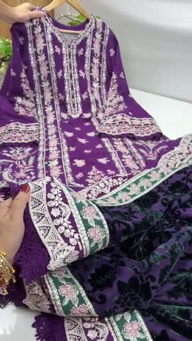 Rs 23000 Aneelas Stitched Slub Khaddar Emb 3pc with Palachi Shawl [WLUX-26-03] [Dispatch Time 2.5 Months]
