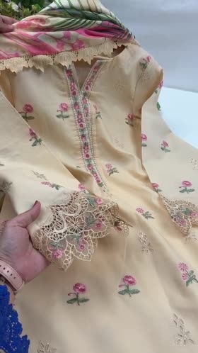 Rs 10500 Aneelas Stitched Lawn Emb Shirt With Trouser Silk Duppata 3pc [LUX-46-52-B] [Dispatch Time 2 Month]