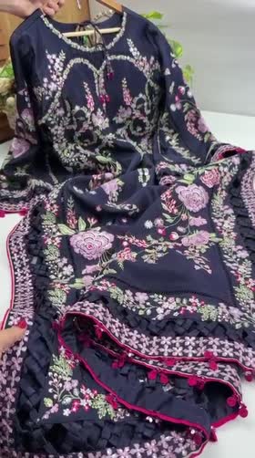Rs 26500 Aneelas Stitched Premium Shamoz Silk Emb 3pc Organza Duppata [FC-44] [Dispatch Time 3 Months]