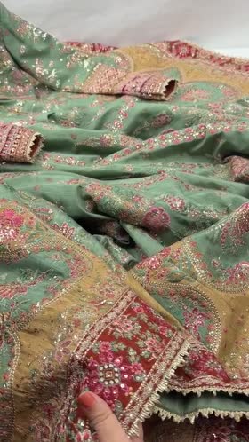 Rs 45000 Aneelas Stitched Raw Silk Bridal Emb Lehenga Choli 3pc [BR-38] [Dispatch Time 3 Months]