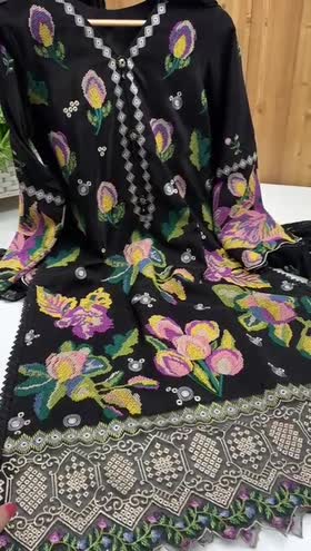 Rs 16500 Aneelas Stitched Karandi Chiffon Emb Duppata 3pc [KR-05] [Dispatch Time 2 Months]