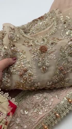 Aneelas Stitched Bridal Heavy Ada Work Embroidered LONG Shirt Trouser Organza Duppata 3pc [BR-31-B] [Dispatch Time 3 Months]