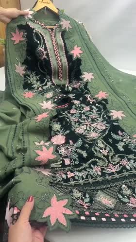 Aneelas Signature Velvet Emb 3pc Peach Wool Shawl [VT-26-06] [SV] [Dispatch Time 2 Months]