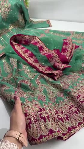 Rs 24000 Aneelas Stitched Raw Silk Emb Frock 3pc Net Duppata [FC-35] [Dispatch Time 2 Months]