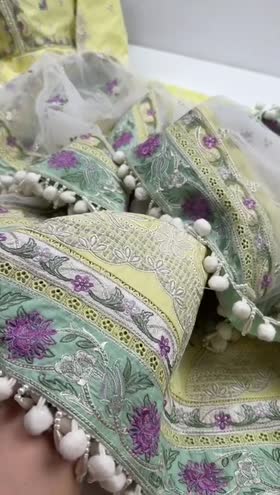 Rs 20500 Aneelas Stitched Emb Lawn Frock Net Emb Duppata 3pc [LUX-26-20] [Dispatch Time 2 Months]