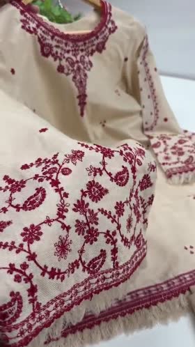 Rs 11000 Aneelas Stitched Karandi Emb Shirt Trouser 2pc [KR-26-02-B] [Dispatch time 2.5 Months]