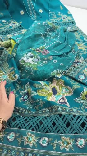 Rs 15950 Aneelas Stitched Karandi Emb 3pc Silk Duppata [KR-26-01] [Dispatch Time 2.5 Months]