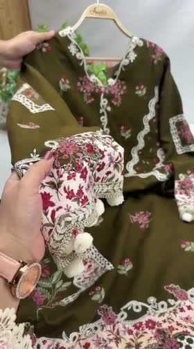 Rs 12000 Aneelas Stitched Karandi Emb Shirt Trouser 2pc [KR-26-17] [Dispatch Time 2 Months]