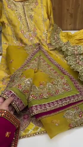 Rs 23500 Aneelas Stitched Wedding Raw Silk Organza Emb Duppata 3pc With Gharara [BR-22] [Dispatch Time 2 Months]