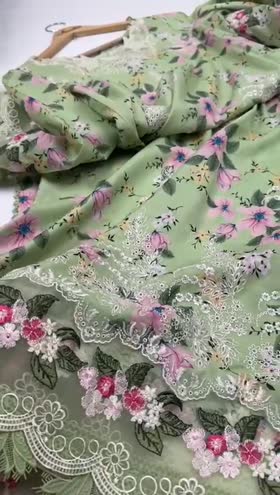 Rs 12950 Aneelas Stitched Lawn Print Emb 3pc with Chiffon Duppata [SPR-26-07-A] [Dispatch Time 2 Months]