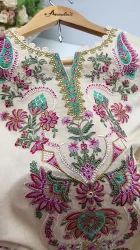 Rs 6500 Aneelas Stitched Lawn Print Emb Kaftan 2pc [SPR-26-49] [Dispatch Time 2.5 Months]