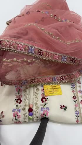 Rs 9950 Aneelas Eid launch stitched raw silk shirt trouser net Emb Duppata 3 piece [Ready to Dispatch] ~ [Chest 24] [Length 38] XXLARGE