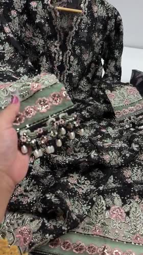 Rs 19500 Aneelas Stitched Semi Formal Raw Silk Emb Kaftan Trouser 2pc [FC-26] [Dispatch Time 2 Months]