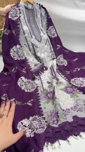 Aneelas Karandi Emb 3pc Premium Pashmina Shawl [WLUX-26-10] [Dispatch Time 2.5 Months]