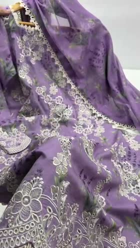 Rs 12500 Aneelas Stitched Luxury Lawn Print Emb Shirt Trouser with Printed Chiffon Duppata 3pc [SPR-26-03] [Dispatch Time 2 Months]