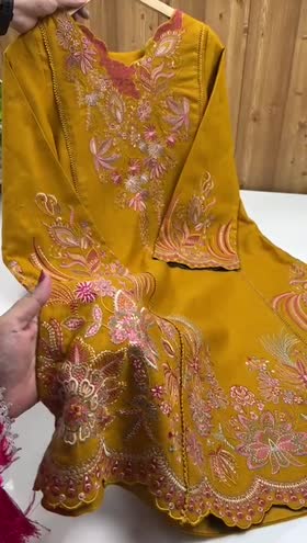 Rs 13500 Aneelas Stitched Peach Wool Emb 3pc [PL-10] [Dispatch Time 2 Months]