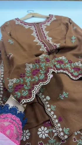 Rs 8700 Aneelas Stitched Peach Wool Unstitched Emb Shirt Trouser 2pc [PL-03] [Dispatch Time 2 Months]