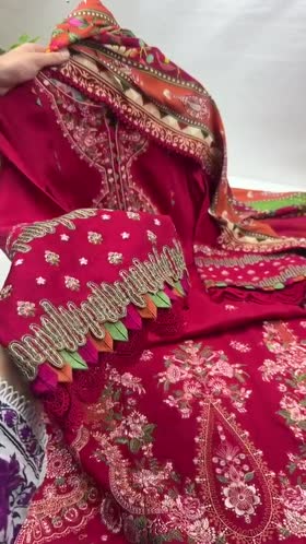 Aneelas Luxury Twill Emb 3pc Print Shawl [WLUX-26-19] [Est. Dispatch Time 2.5 Month]