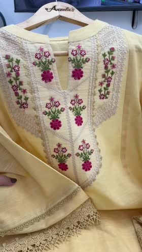 Rs 4500 Aneelas lawn UNstitched Emb shirt trouser with 1.5 sleeve`s lace 4 yards chaak lace  [Dispatch date 17th April ]