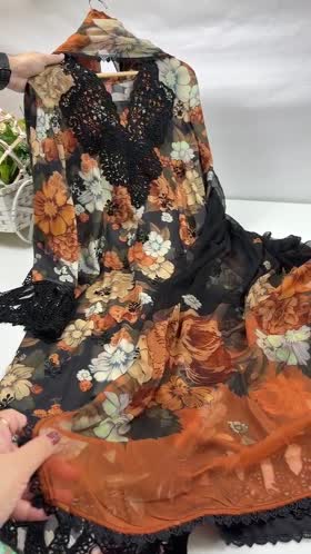 Rs 12000 Aneelas Stitched Lawn Print Emb 3pc Chiffon Duppata [SPR-26-65-A] [Dispatch Time 2 Months]