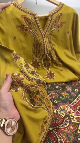 Rs 14000 Aneelas Stitched Peach Wool Emb 3pc With Printed Shawl [PLX-26-07] [Dispatch Time 2.5 Months]