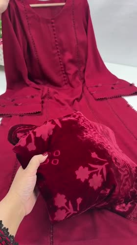Rs 11295 Aneelas Stitched Twill 3pc With Palachi Velvet Shawl [TWX-26-02] [Dispatch Time 2 Months]