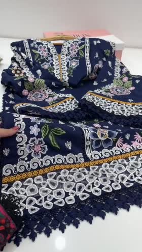 Rs 11000 Aneelas stitched luxury lawn Emb shirt trouser [Dispatch date 15th April ] ~ [Chest 19] [Length 44] SMALL