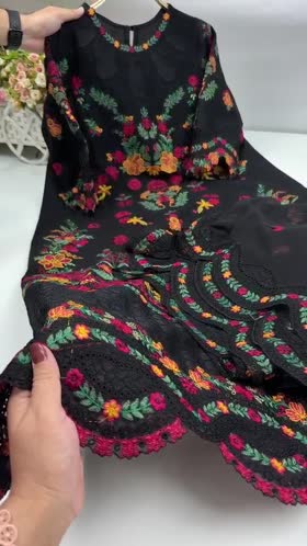 Rs 15500 Aneelas Stitched Lawn Luxury Emb 3pc Chiffon Duppata [LUX-26-107] [Dispatch Ready]