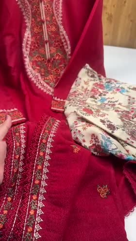 Rs 10500 Aneelas Karandi Stitched Emb Shirt Print Shalwar and Shawl 3pc [KR-02] [Dispatch Time 2 Months]