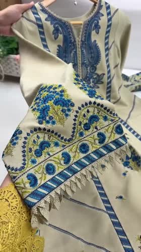 Rs 11000 Aneelas Stitched Karandi Emb Shirt Trouser 2pc [KR-26-11] [Est. Dispatch Time 2 Months]