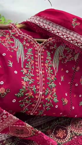 Rs 15500  Aneelas Stitched Emb Lawn with Chiffon Duppata 3pc [LUX-26-04] [Dispatch Time 2 Months] [Hot Pink]