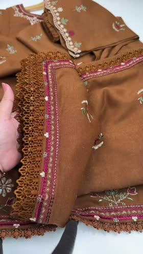 Rs 13200 Aneelas Stitched Peach Wool Emb 3pc [PL-03] [Dispatch Time 2 Months]