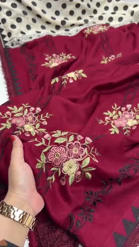 Rs 24000 Aneelas Stitched Emb Winter Premium Pashmina Shawl With Twill Shirt Trouser 3pc [WLUX-26-05] [Dispatch Time 2.5 Months]