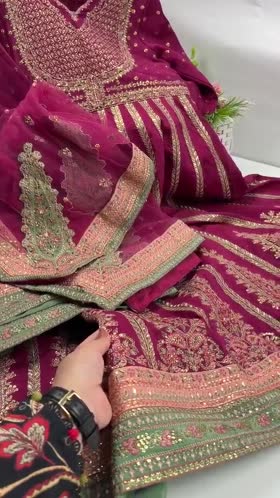 Rs 26500 Aneelas Stitched Tussar Silk Luxury Emb Frock Net Duppata 3pc [FC-18] [Dispatch Time 2 Months]