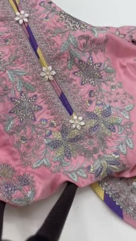 Rs 9500 Aneelas stitched silk emb 3pc [Was Rs 13500] ~ [Chest 23] [Length 46] XLARGE