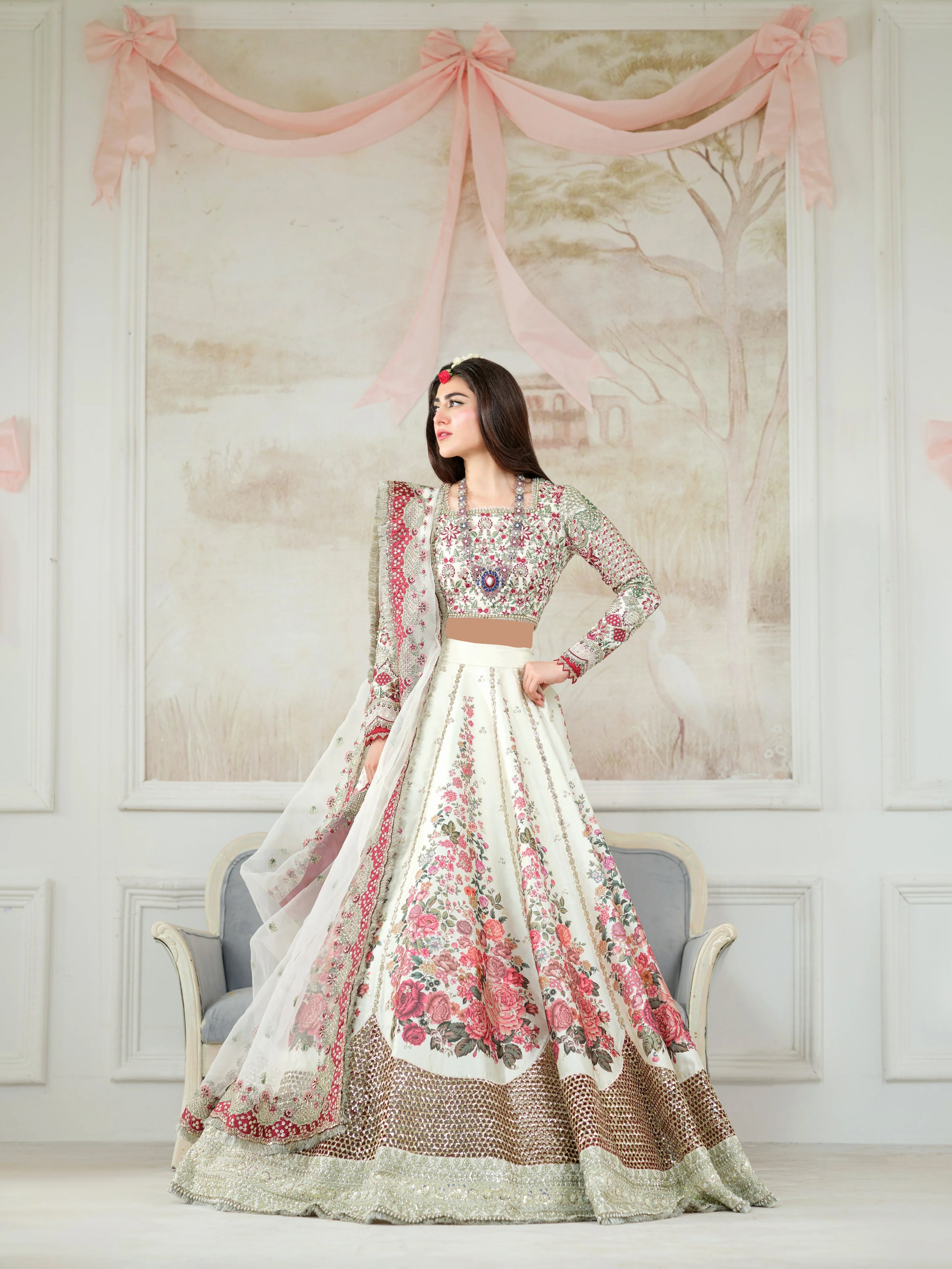 Rs 42000 Aneelas Stitched Bridal Choli Lehenga 3pc [BR-08] [Dispatch time 3 months]