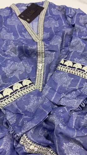 Rs 2350 Sapphire stitched jacquard Emb Frock [CH 19 L35] S