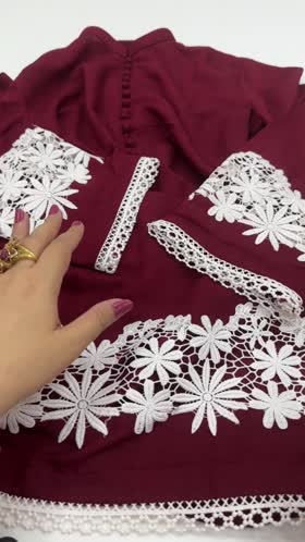 Rs 6000 Aneelas stitched winter Karandi 2 piece with maroon Emb lace. Pre booking [  CH 21 L 44 ] MEDIUM