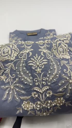 Rs 2950 cotton Emb with pearls shirt stitched [ CH 19 L50 ] S