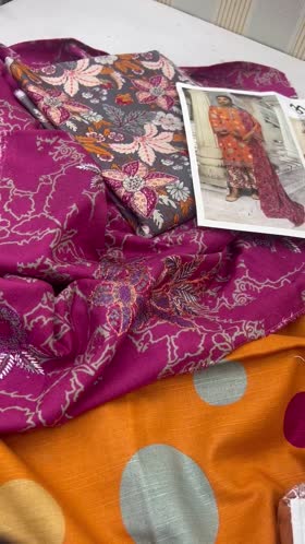 Rs 4450 Mahees khaddar printed 3pc Emb wool shawl NEW LAUNCH[D 7]