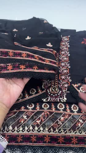 Rs 6000 cotton stitched Emb chiffon Emb Duppata 3 p . Ready to dispatch [ CH 23 L 42] L