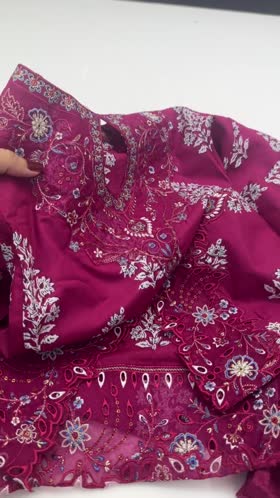 Rs 4500 bin saeed lawn emb frock 3pc ( L 40 W 21)  Large