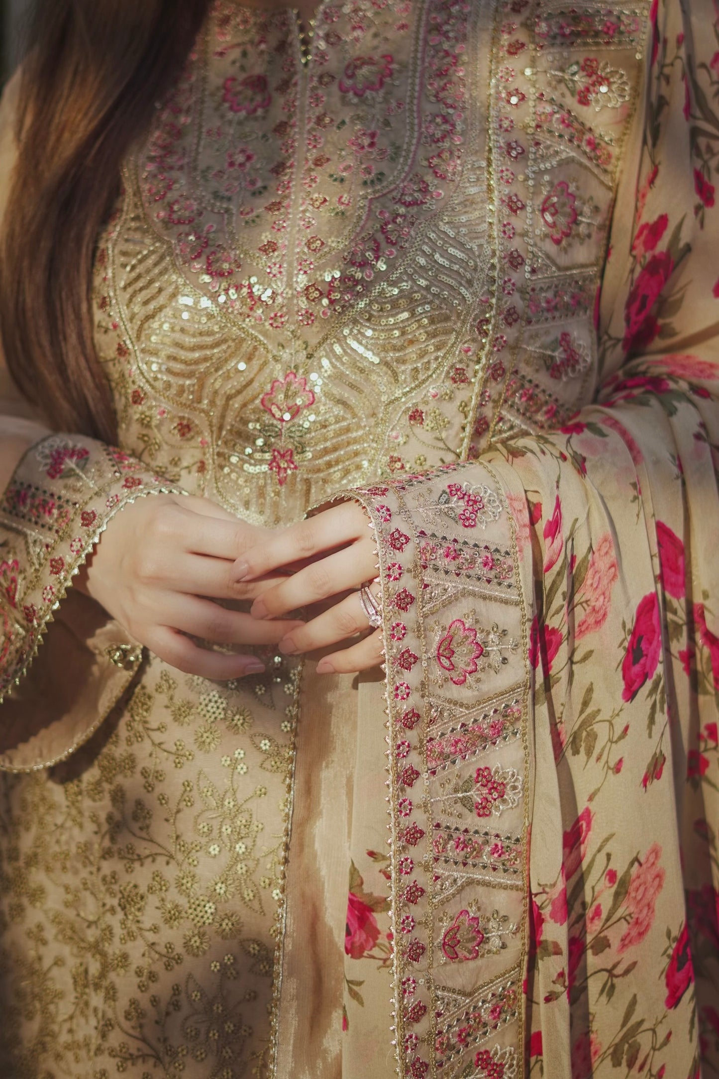 Rs 23500 Aneelas Stitched Party Wear/ Wedding Wear 3pc With Raw Silk Trouser [FC-05-B] [Dispatch Time 2 Months]